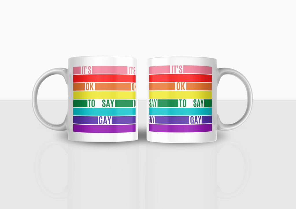 Kubek dla "Przyjaciela" - LGBT It's OK to Say Gay – tęczowy kubek Pride z nadrukiem