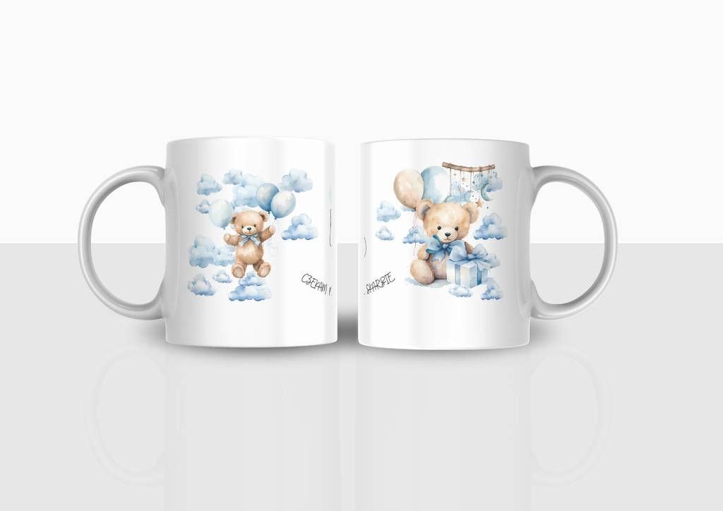 Kubek Baby Shower Chłopiec – prezent dla przyszłej mamy z misiem | Silva Shop